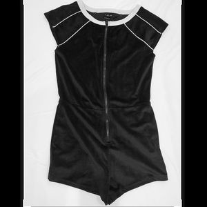 Urban Outfitters Black Velour Romper Medium